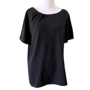 ALEX MARIE SHORT SLEEVE SILK BLEND KNIT SWEATER BLACK PLUS SIZE 1X